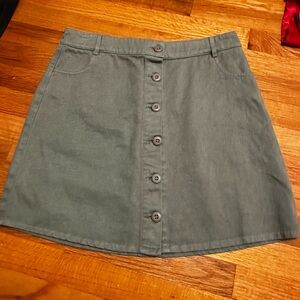 Jungmaven Olive Button-Down A-Line Skirt